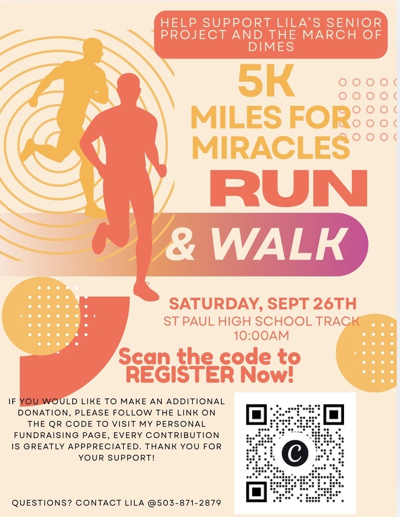 Lila's senior project September 26th 5k run Miles for Miracles