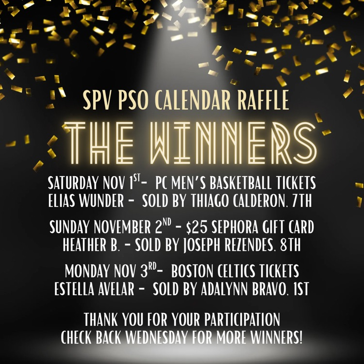 SPV calendar winners 11/1-11/3