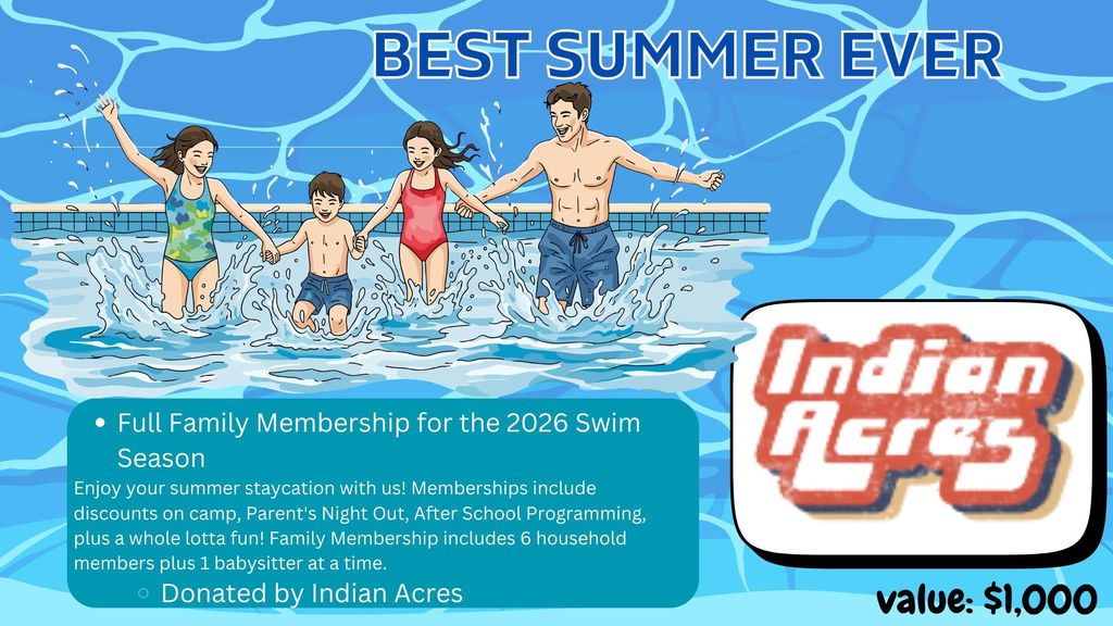 Indian Acres Full Family Membership for the 2026 Swim Season
