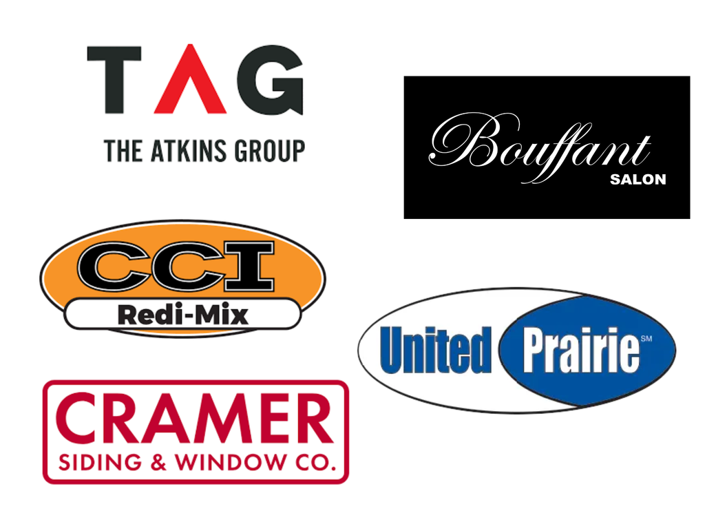 Silver Sponsors for St. Thomas Trivia Night, The Atkins Group, Bouffant Salon, CCI Redi-Mix, Cramer Siding & Window Co., & United Prairie