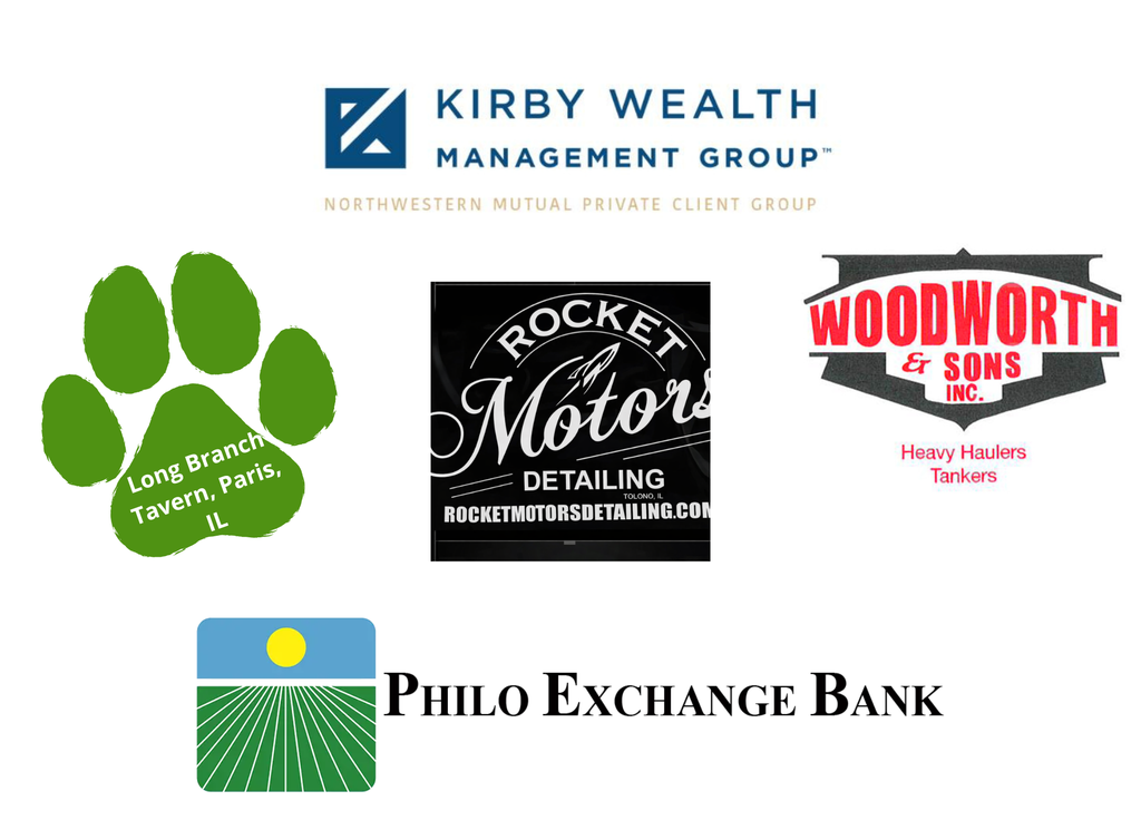 Thank you to our Silver Sponsors: Kirby Wealth Management Group, Long Branch Tavern Paris, IL, Philo Exchange Bank, Rocket Motors Detailing, and Woodworth and Sons, Inc.