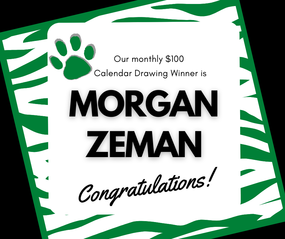 Congratulations to our April $100 Monthly Calendar Drawing Winner!