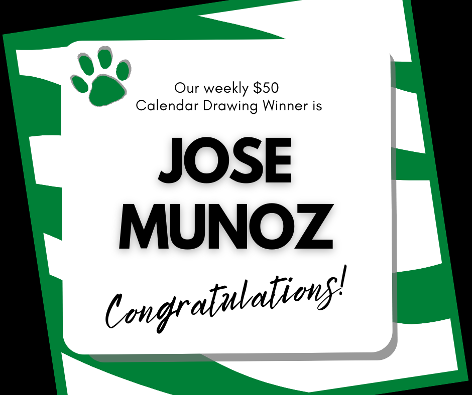 Congratulations to our 4/6  $50 Calendar Drawing Winner!