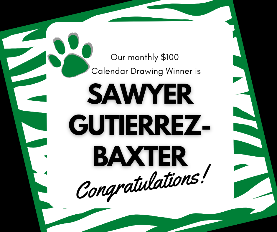 Congratulations to our June $100 Monthly Calendar Drawing Winner!