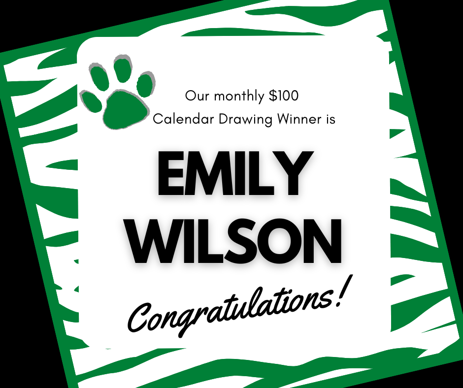 Congratulations to our July $100 Monthly Calendar Drawing Winner!