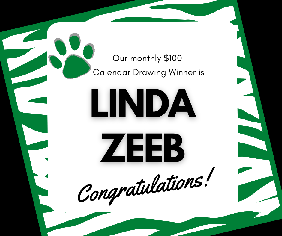 Congratulations to our August $100 Monthly Calendar Drawing Winner!
