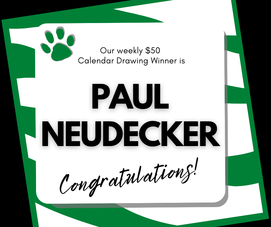 Congratulations to our 10/12 $50 Calendar Drawing Winner!