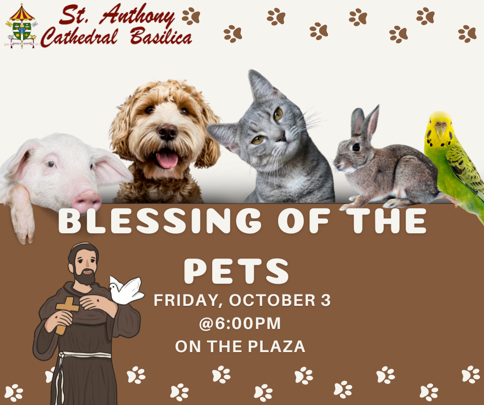 Blessing of the pets 10/3 at 6 PM
