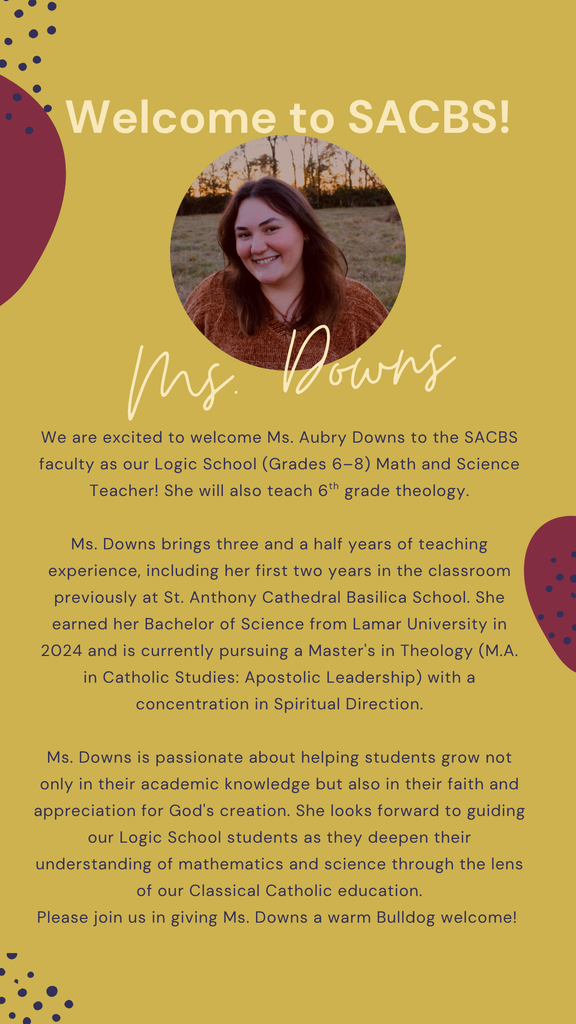 Welcome to SACBS, Ms. Downs!