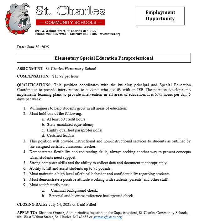 Sp Ed Para Posting