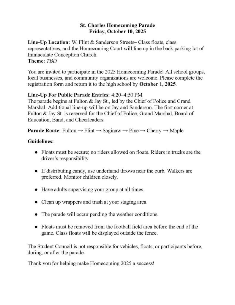 Parade entry form