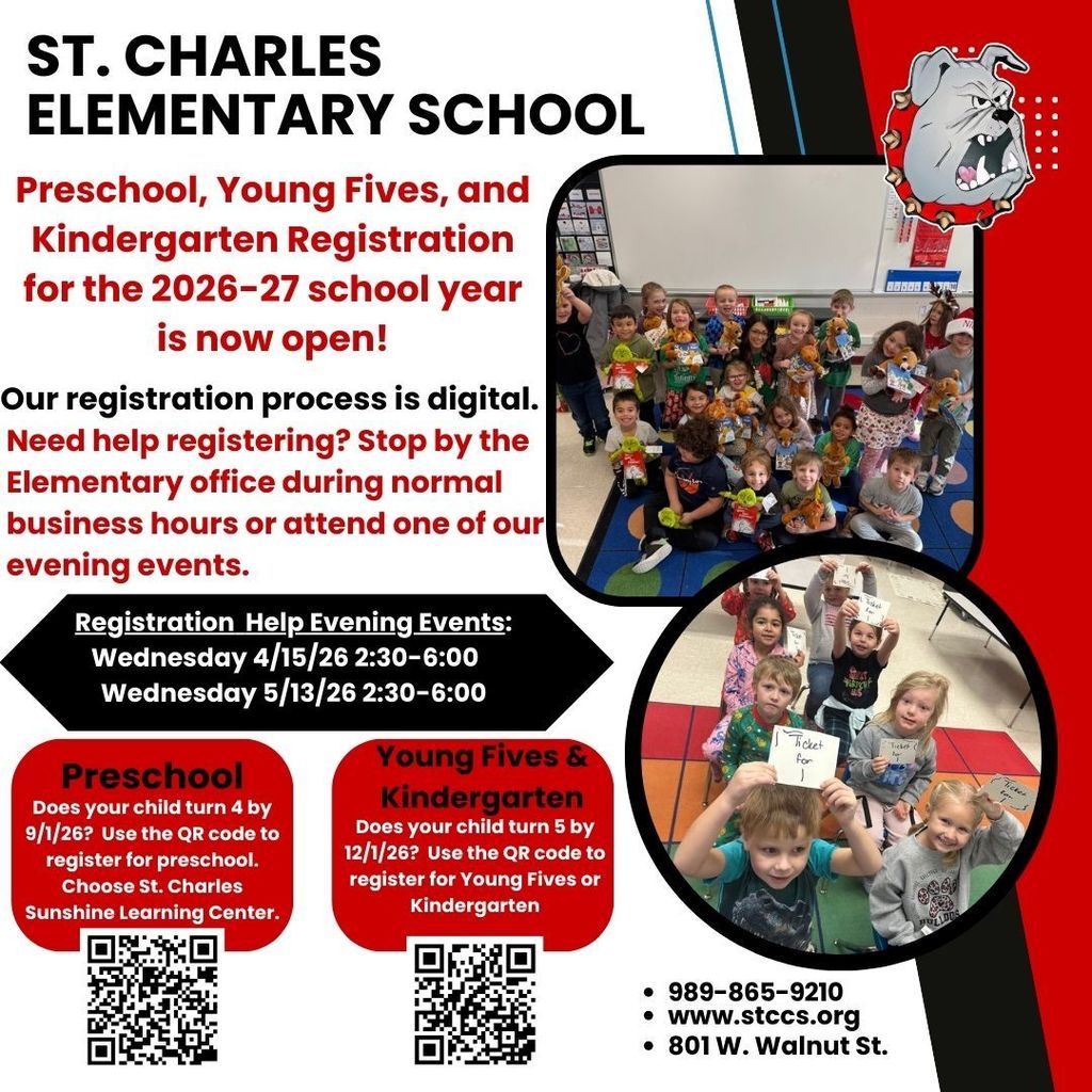 Preschool, Young Fives, and Kindergarten Registration for the 2026-27 school year