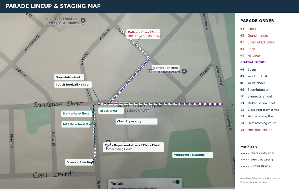 parade entry map