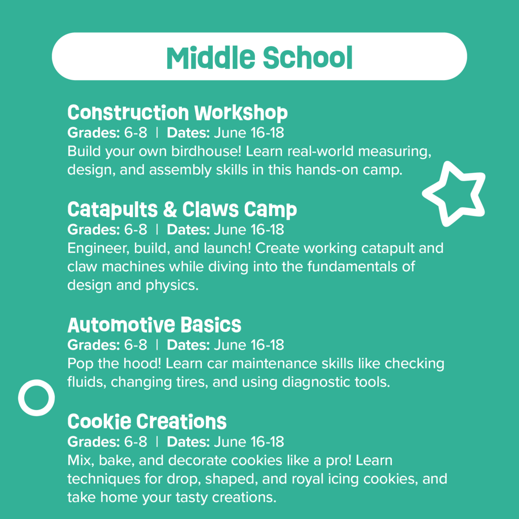 Middle school camps