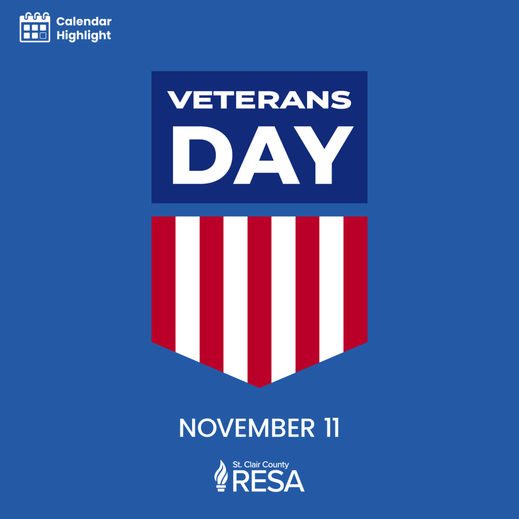 Flag illustration with text reading, "Calendar highlight: Veterans Day, November 11."
