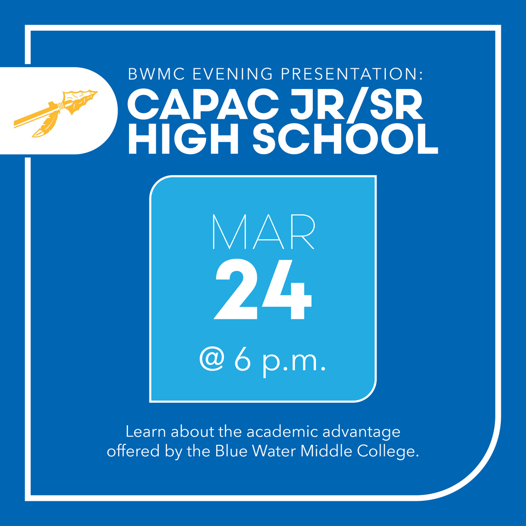 BWMC evening presentation at Capac Jr/Sr high school on March 24th, 2026 at 7pm
