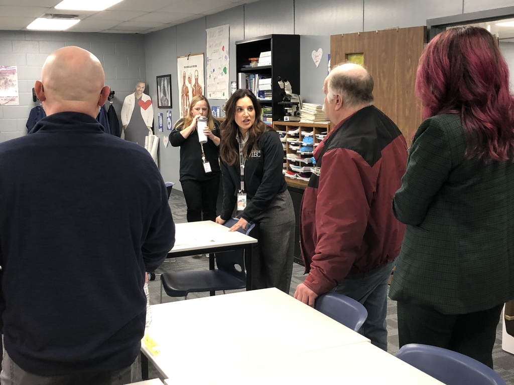 Attendees from the SCCASB dinner listen to TEC Principal Lesley Murphy during the school's Open House