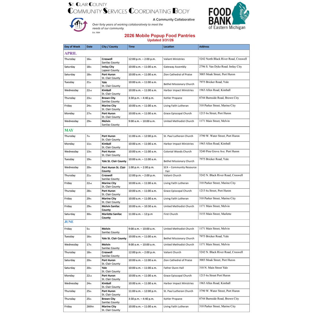 Local food pantries in St. Clair County