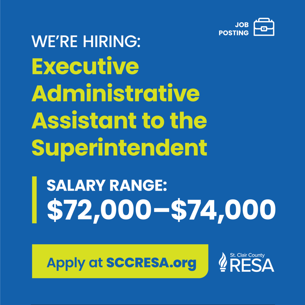 We're hiring: Executive Administrative Assistant to the Superintendent. Salary range: $72,000-$74,000. Apply at www.sccresa.org"