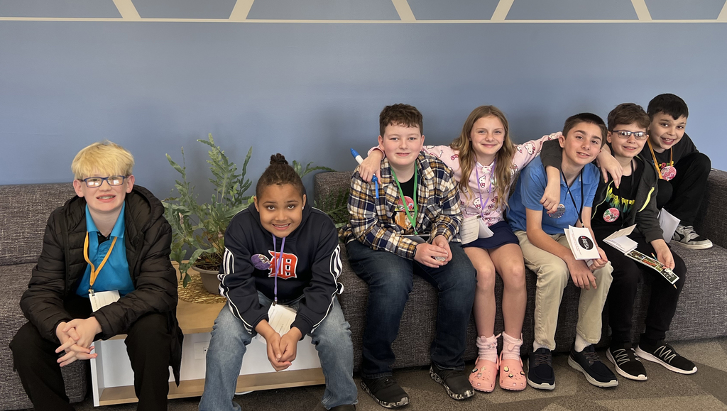 Students participating in Take Your Child to Work Day sit in the RESA lobby
