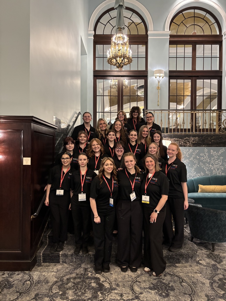 TEC students pose on a staircase at the state SkillsUSA competition