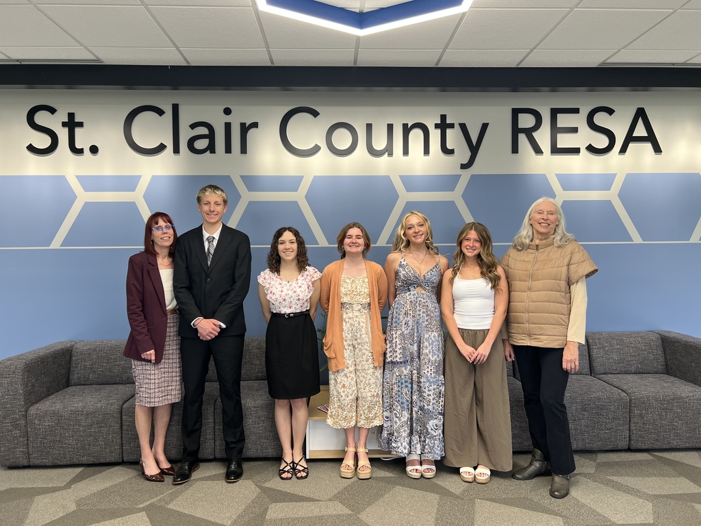 The five $1,000 scholarship recipients stand with SCCRESA Superintendent Brenda Tenniswood and SCCRESA Secretary/Treasurer Janet Clayton