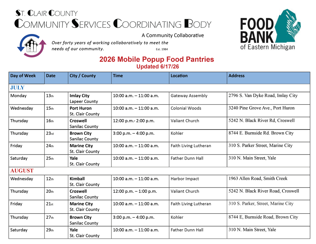 Pop up food pantries