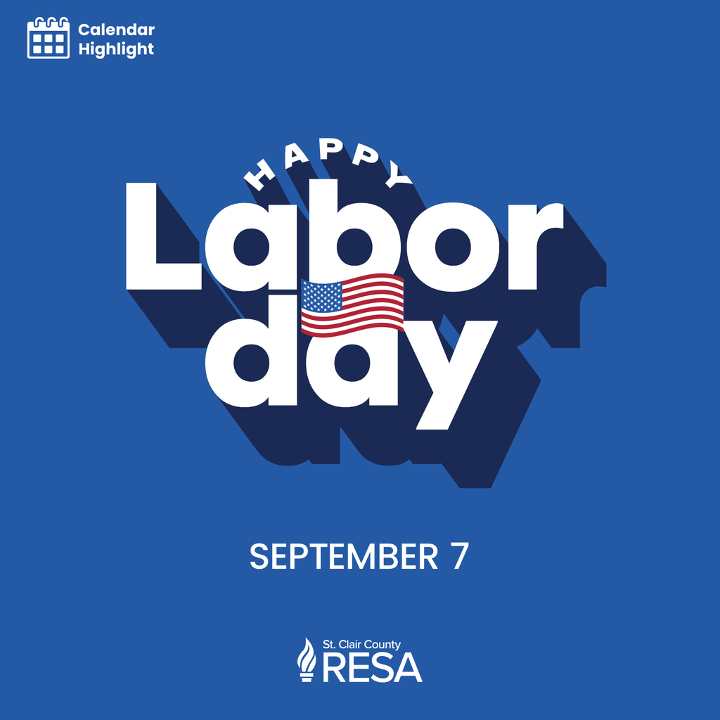 Illustration of an American flag with text reading, "Calendar Highlight: Happy Labor Day, September 7."