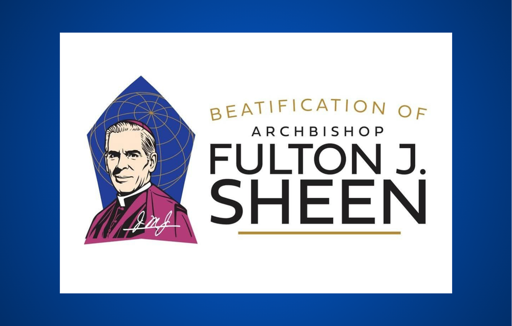 picture of archbishop Fulton sheen and the text beatification of archbishop Fulton sheen
