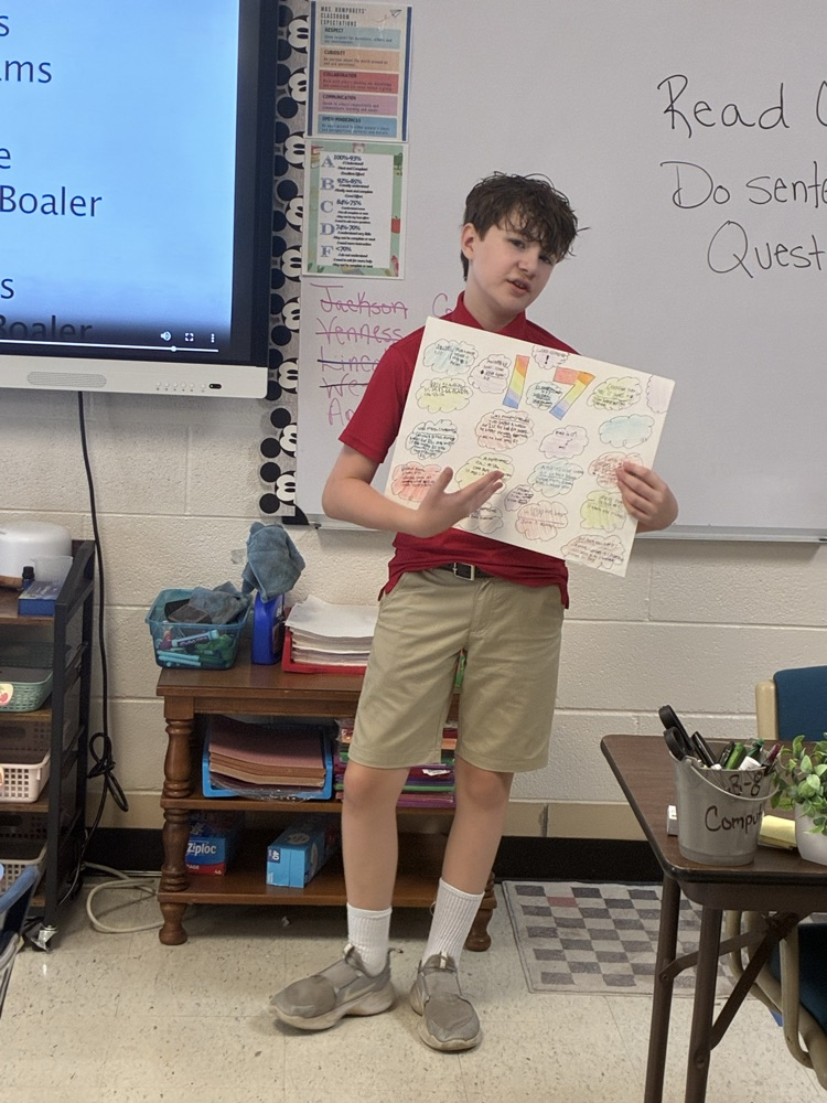 student with poster 