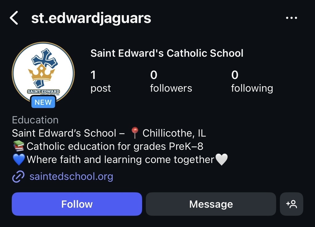 Screenshot of Saint Edward 's new Instagram Page