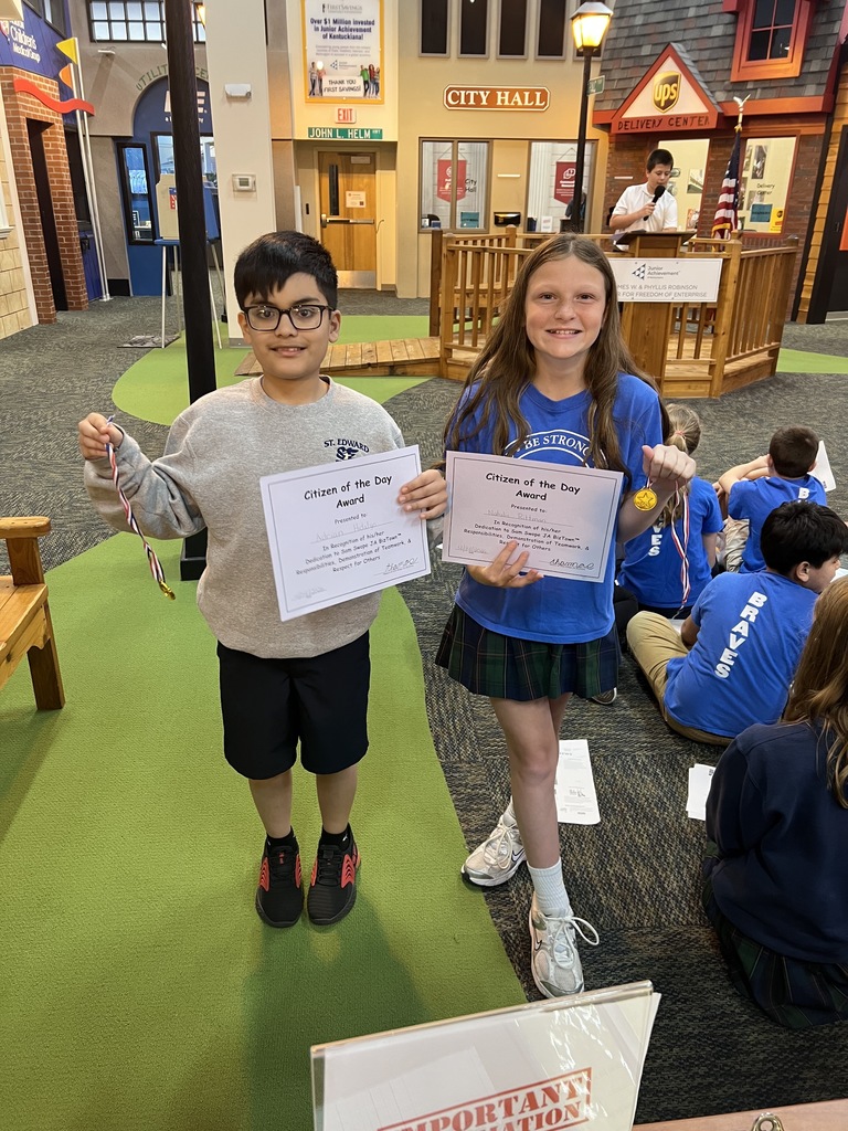 St Edward's 5th Grade students - showing off their certificates 
