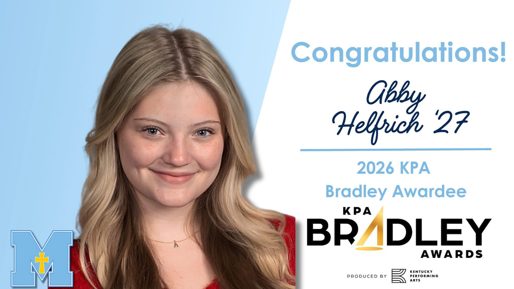 Congratulations graphic for Abby Helfrich, Class of 2027, named a 2026 KPA Bradley Awardee.
