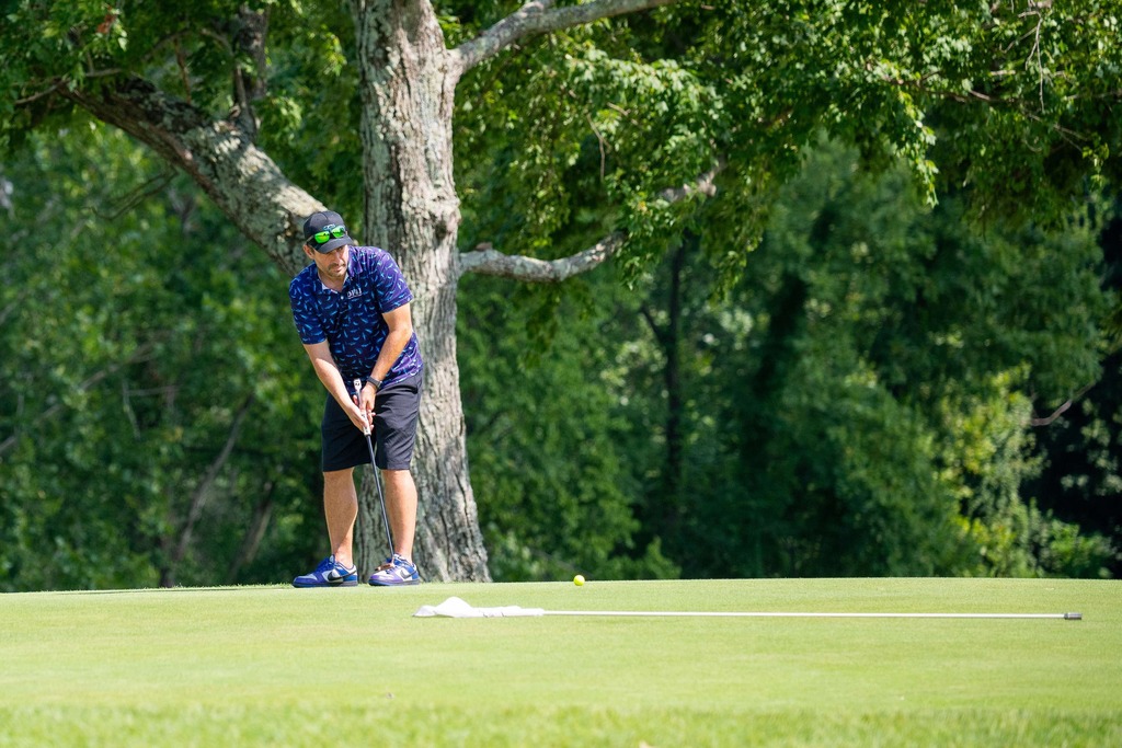 playing golf