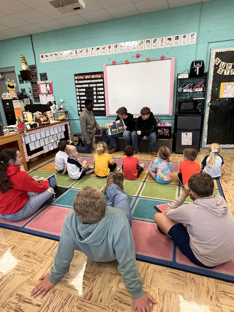 students reading
