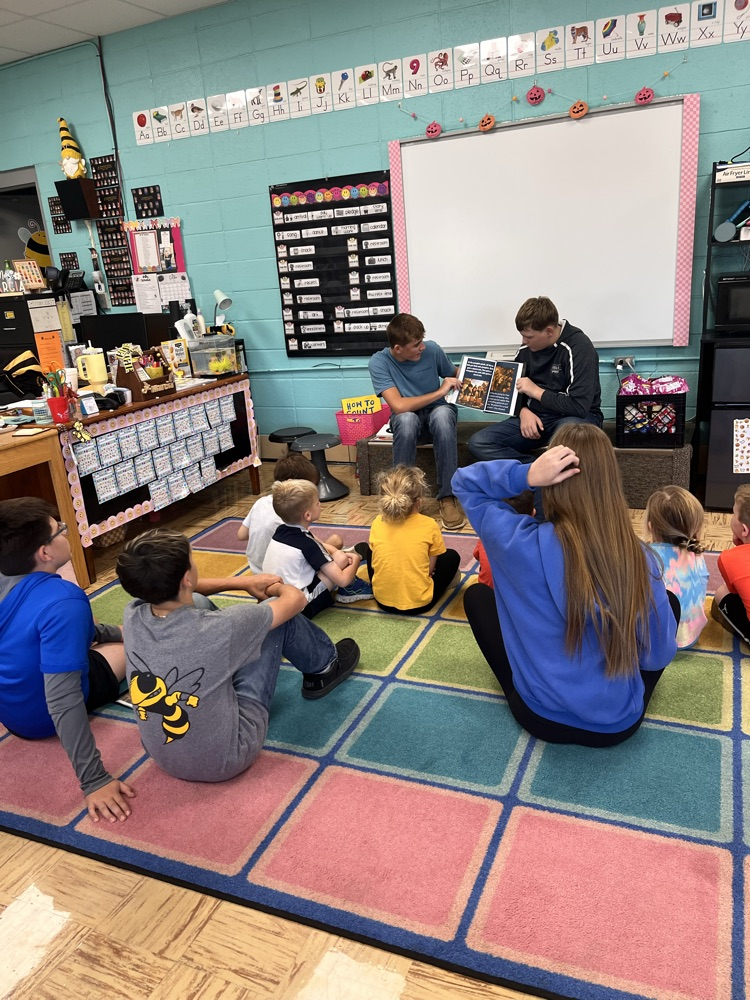 students reading