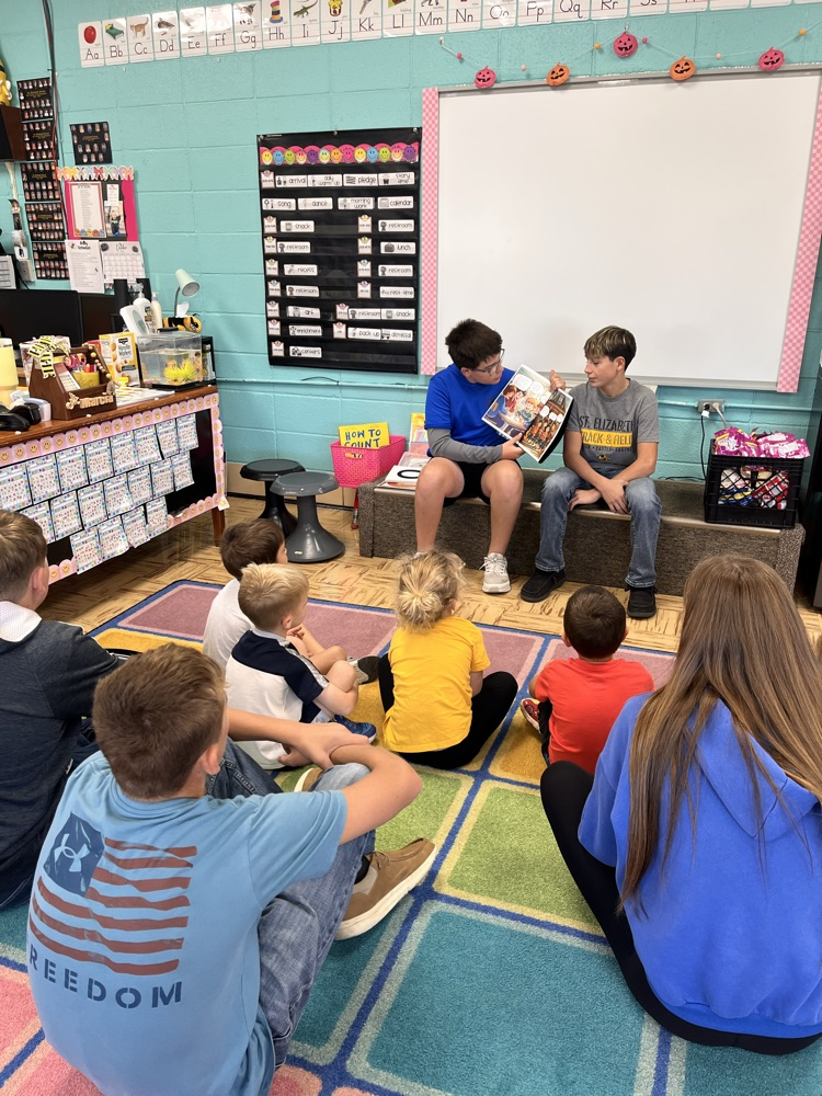 students reading