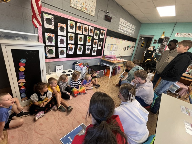 students reading