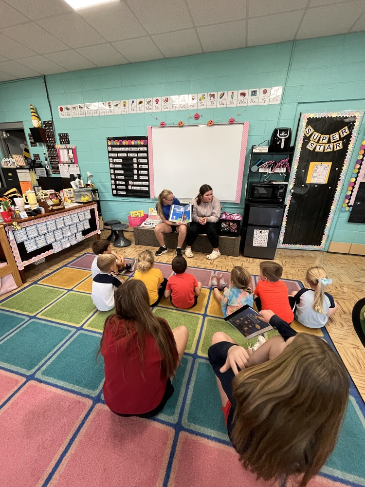 students reading