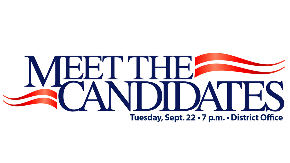 Meet the Candidates logo with date of event