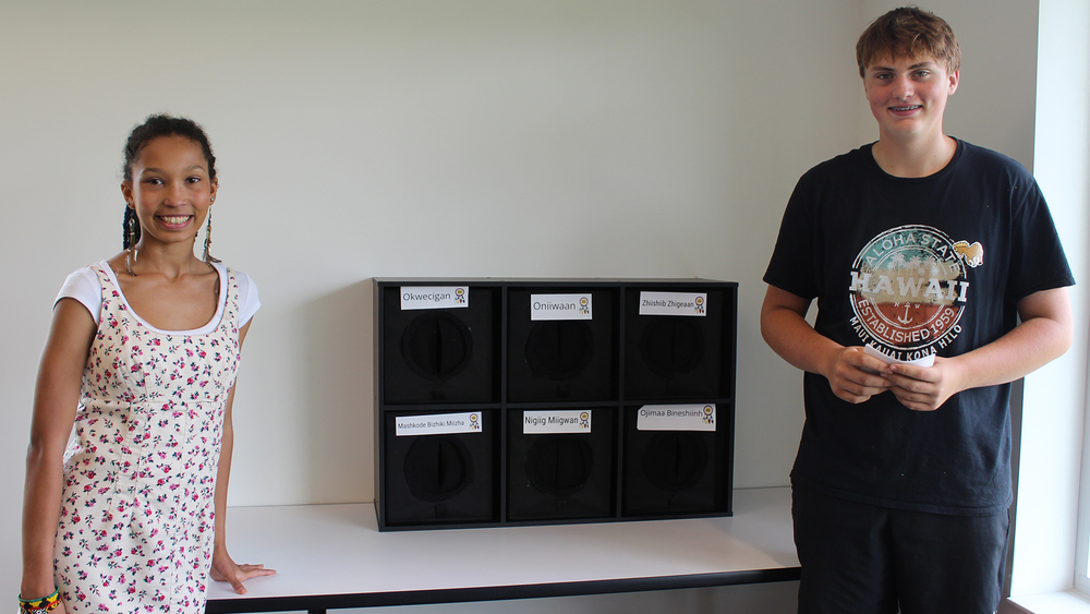 Olivia and Clayton by their touch boxes