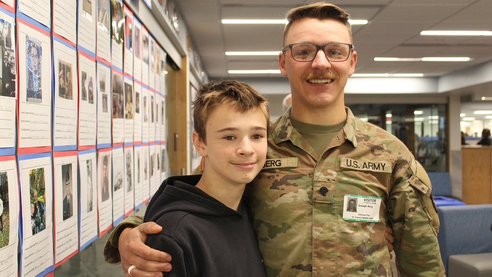 student and brother who is in army uniform