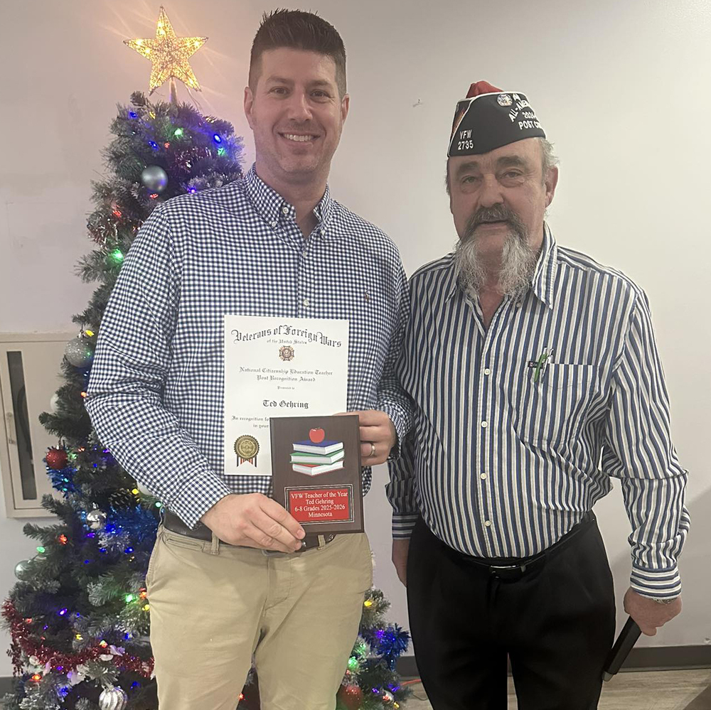 ted with award and member of local VFW