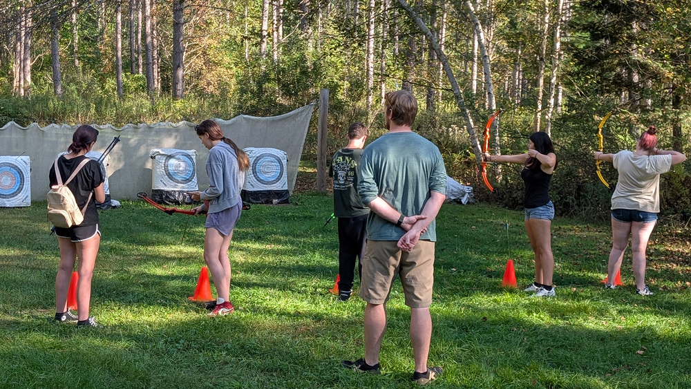 students doing archery