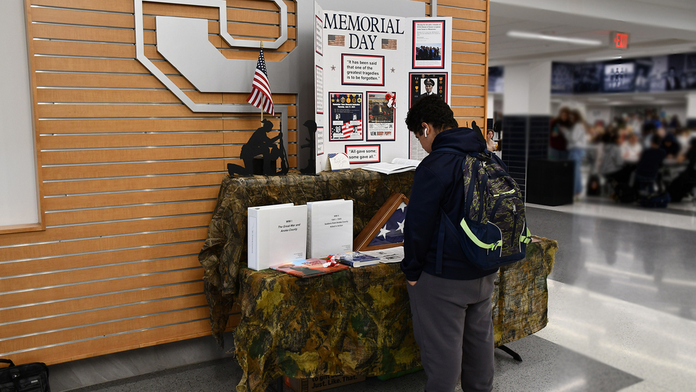 student looking at the display