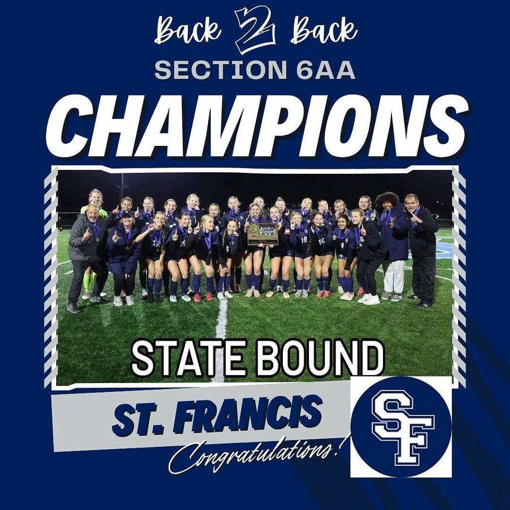 State bound graphic with team celebrating section win