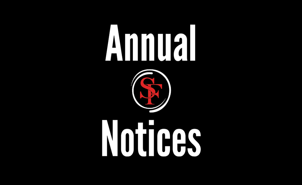 decorative graphic says annual notices and SF logo