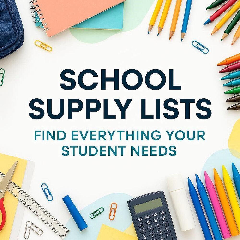 Graphic that says school supplies