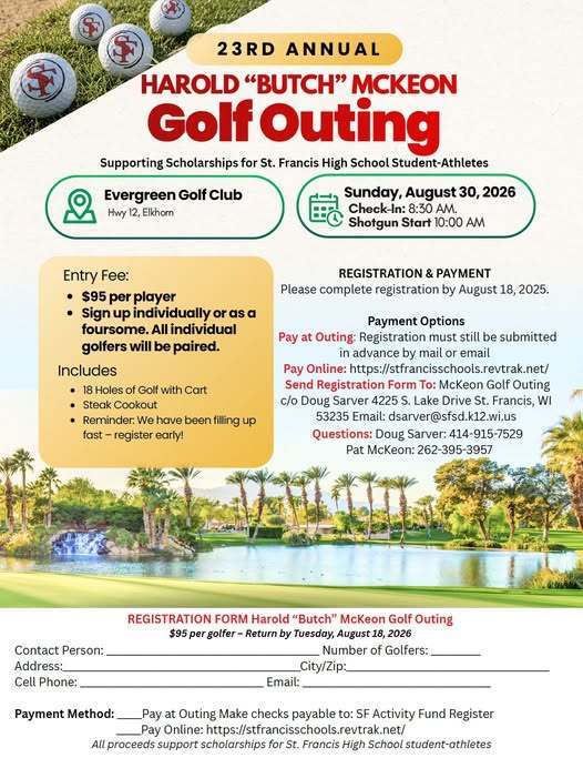 McKeon Golf Outing Flyer with information about the outing