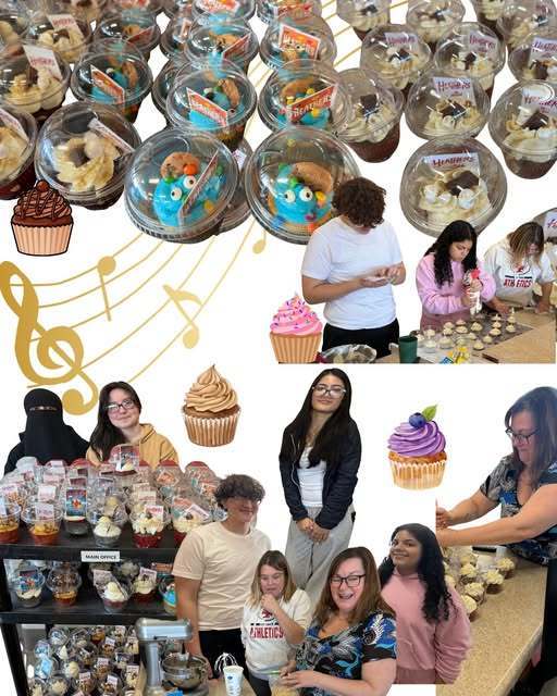 Montage of SFHS students selling cupcakes at Musical